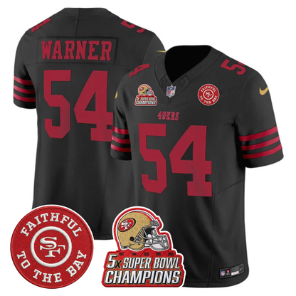 49ers 5x Champs & Faithful To The Bay Patch Vapor Limited Jersey - All Stitched