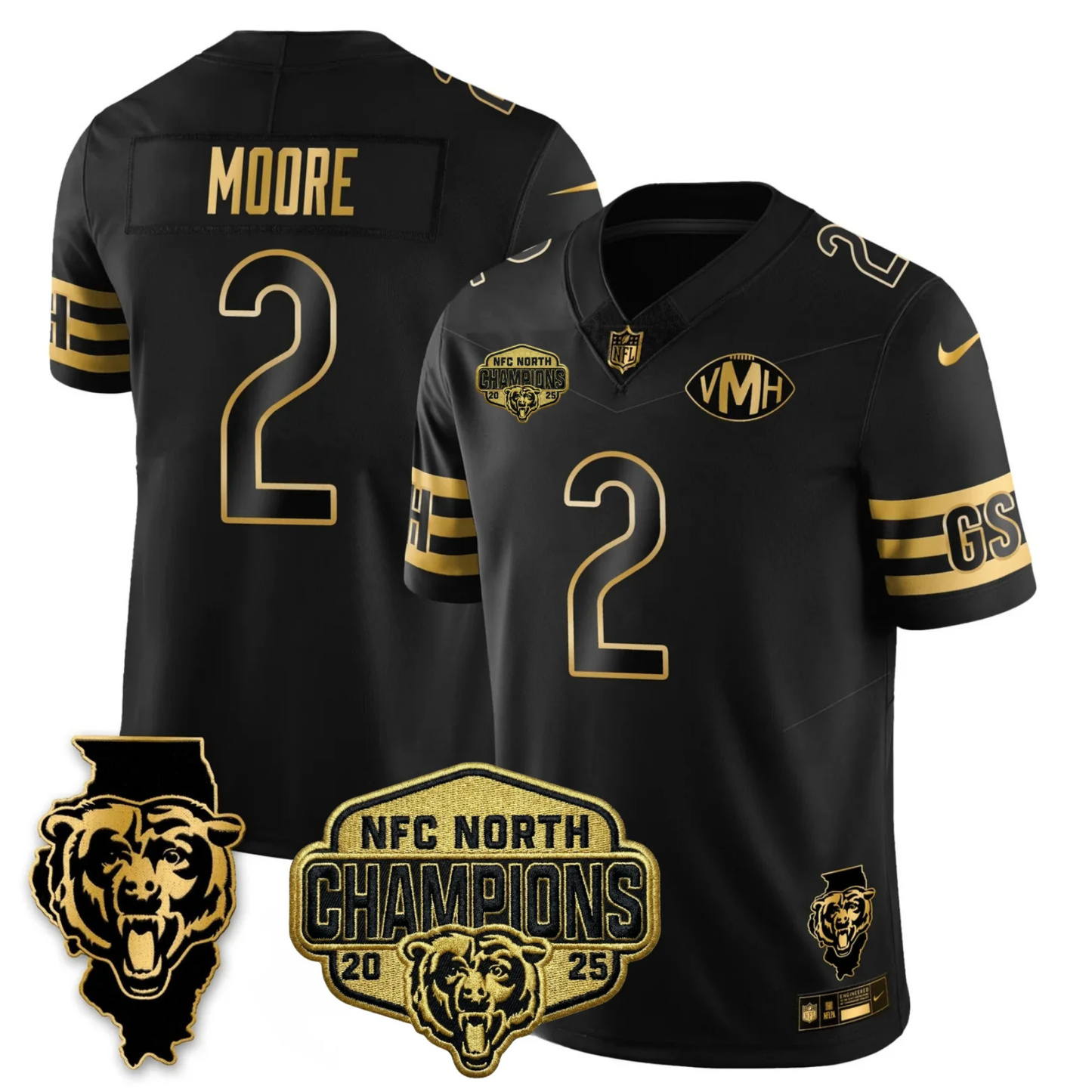 CHI NFC North Champions Patch Vapor Limited Gold Jersey - Stitched