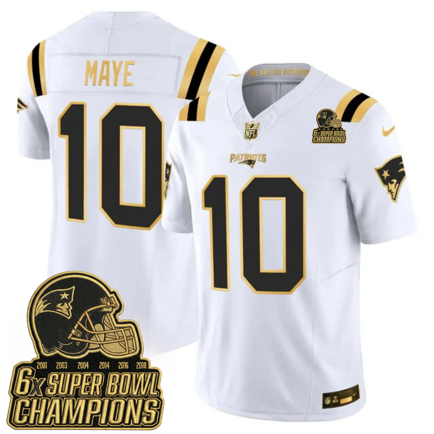 NE 6-Time Champions & Massachusetts Patch Vapor Limited Jersey V3- All Stitched