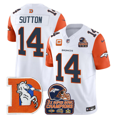 DEN Throwback 3-Times Champions Patch Vapor Limited Jersey V3 - All Stitched