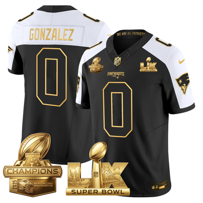 NE 2025 AFC Champions Vapor Limited Gold Jersey V2 - All Stitched