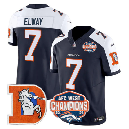 DEN AFC West Champions Patch Throwback Vapor Limited Jersey - All Stitched