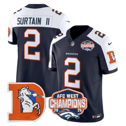 DEN AFC West Champions Patch Throwback Vapor Limited Jersey - All Stitched