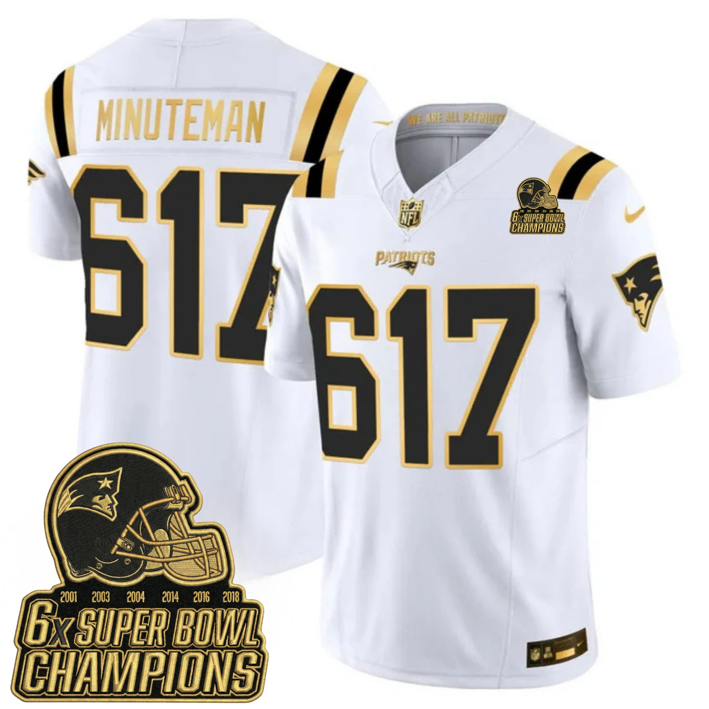 NE 6-Time Champions & Massachusetts Patch Vapor Limited Jersey V3- All Stitched