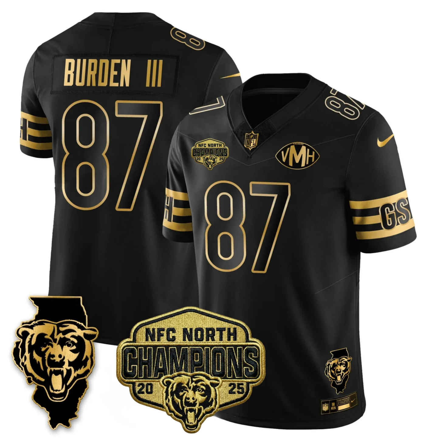 CHI NFC North Champions Patch Vapor Limited Gold Jersey - Stitched