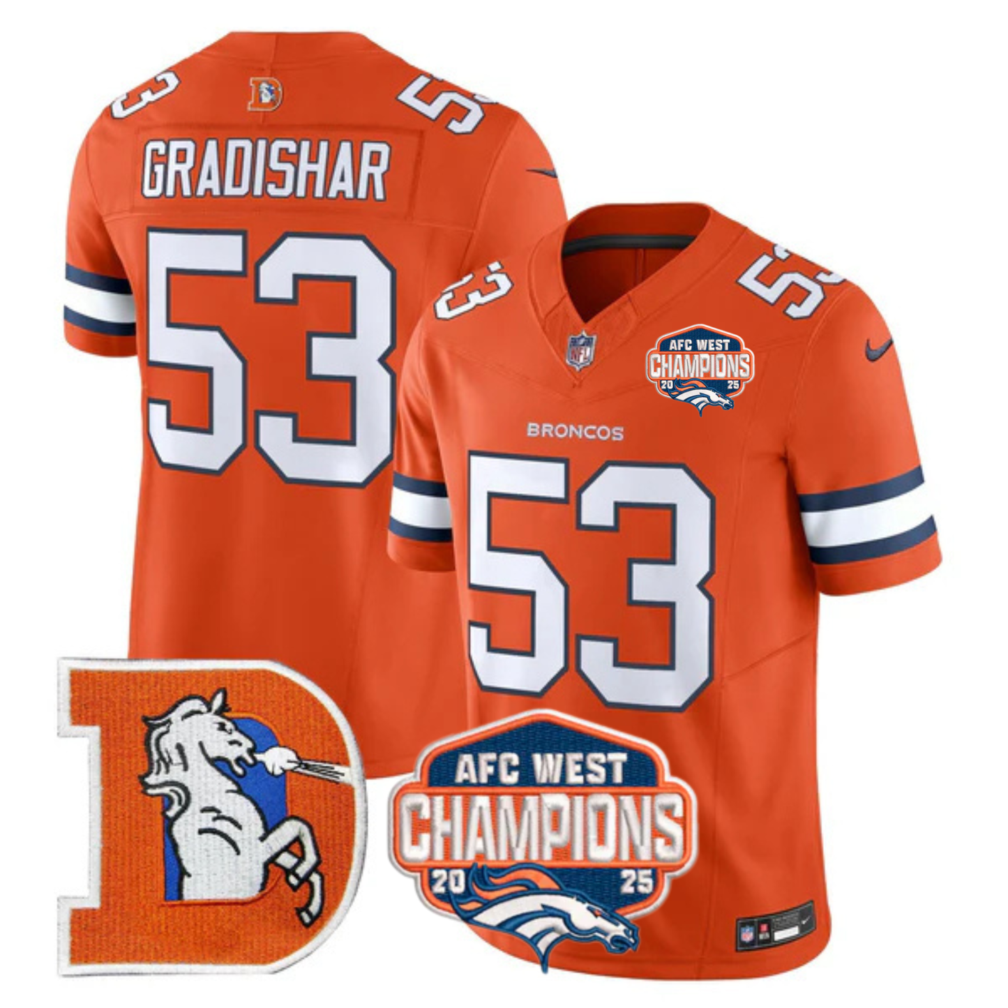 DEN AFC West Champions Patch Throwback Vapor Limited Jersey - All Stitched