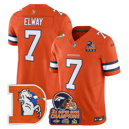 DEN Throwback 3-Times Champions Patch Vapor Limited Jersey V3 - All Stitched