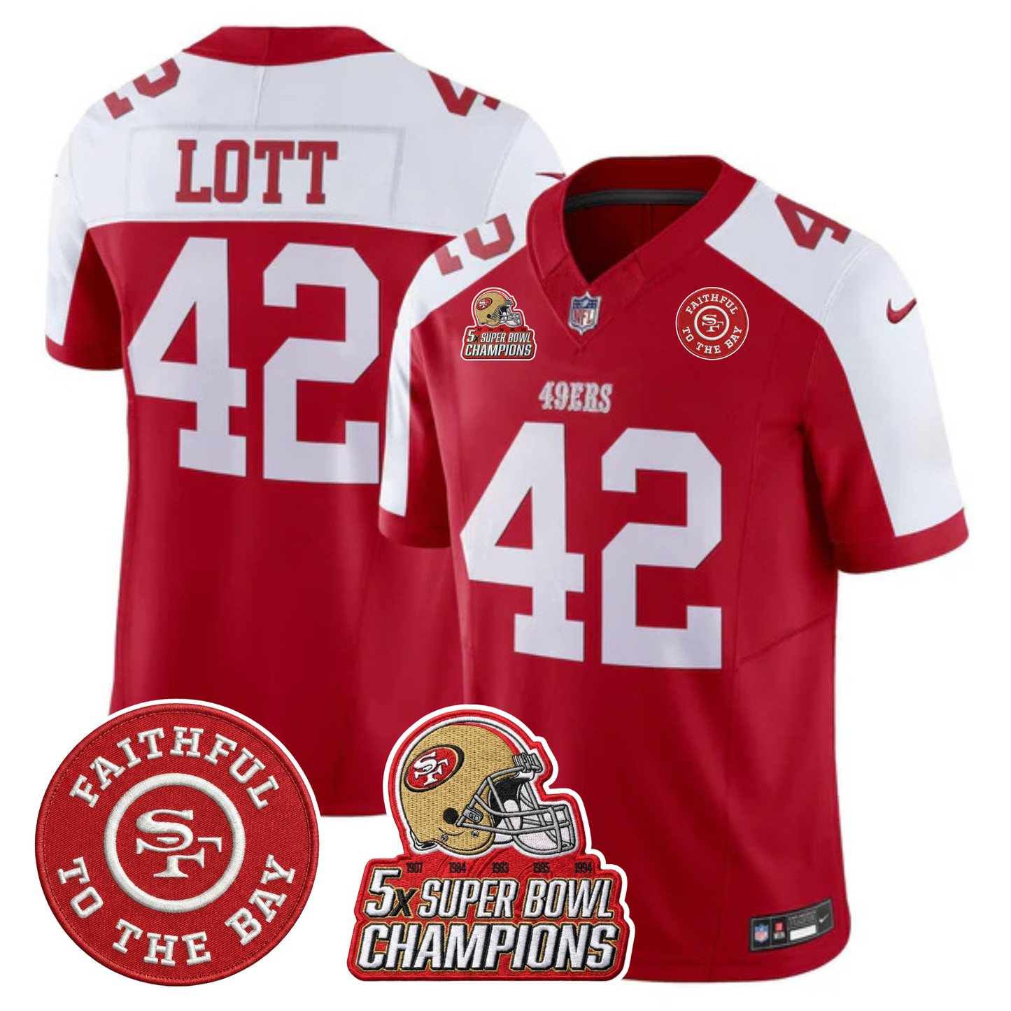 49ers 5x Champs & Faithful To The Bay Patch Vapor Limited Jersey - All Stitched