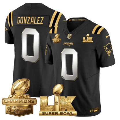 NE 2025 AFC Champions Vapor Limited Gold Jersey V2 - All Stitched