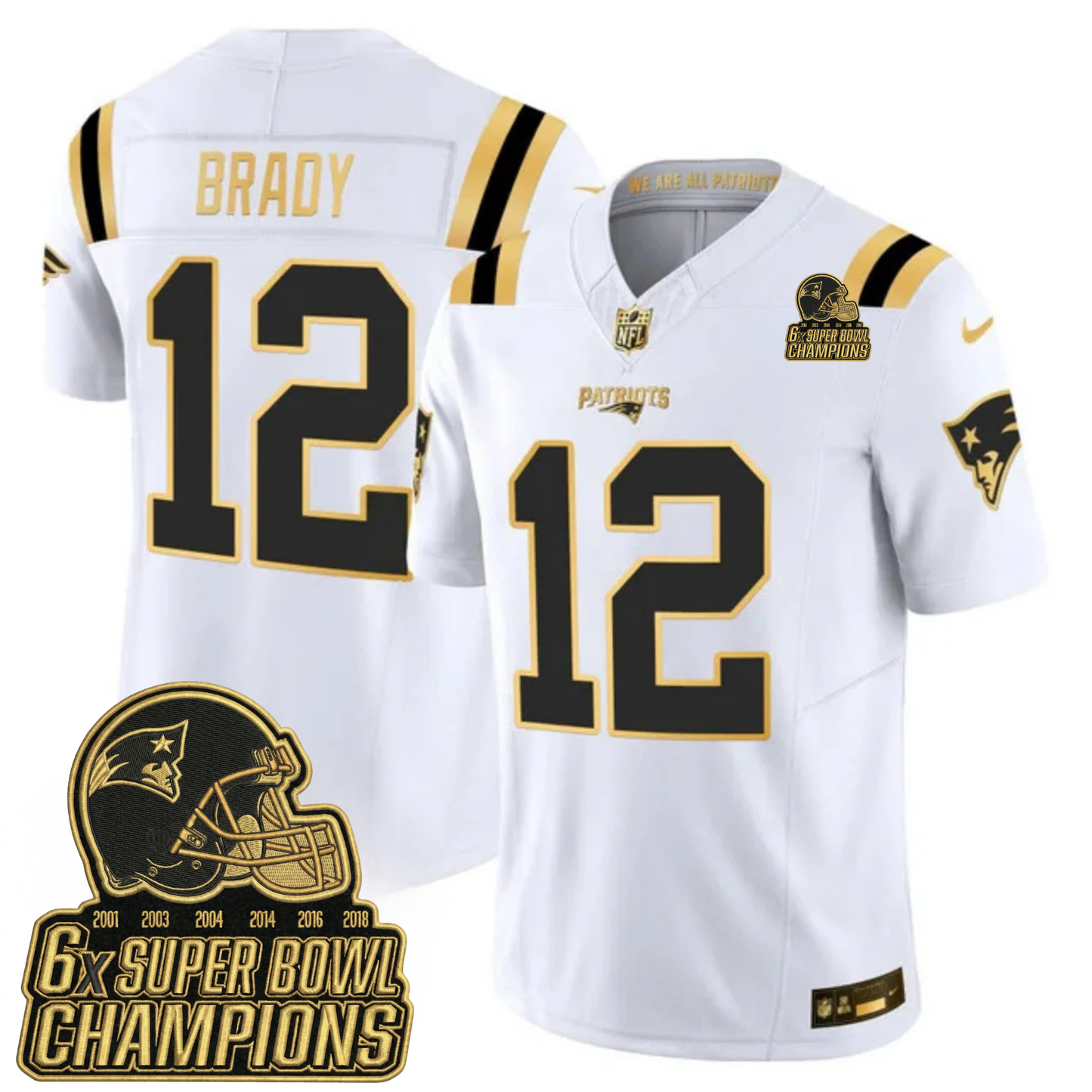 NE 6-Time Champions & Massachusetts Patch Vapor Limited Jersey V3- All Stitched
