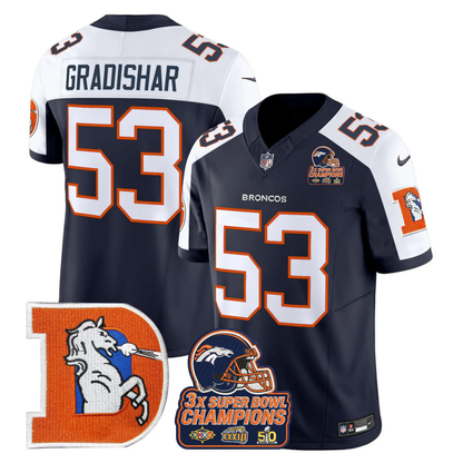DEN Throwback 3-Times Champions Patch Vapor Limited Jersey V3 - All Stitched