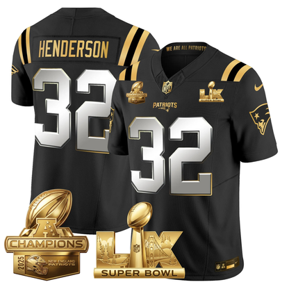 NE 2025 AFC Champions Vapor Limited Gold Jersey V2 - All Stitched