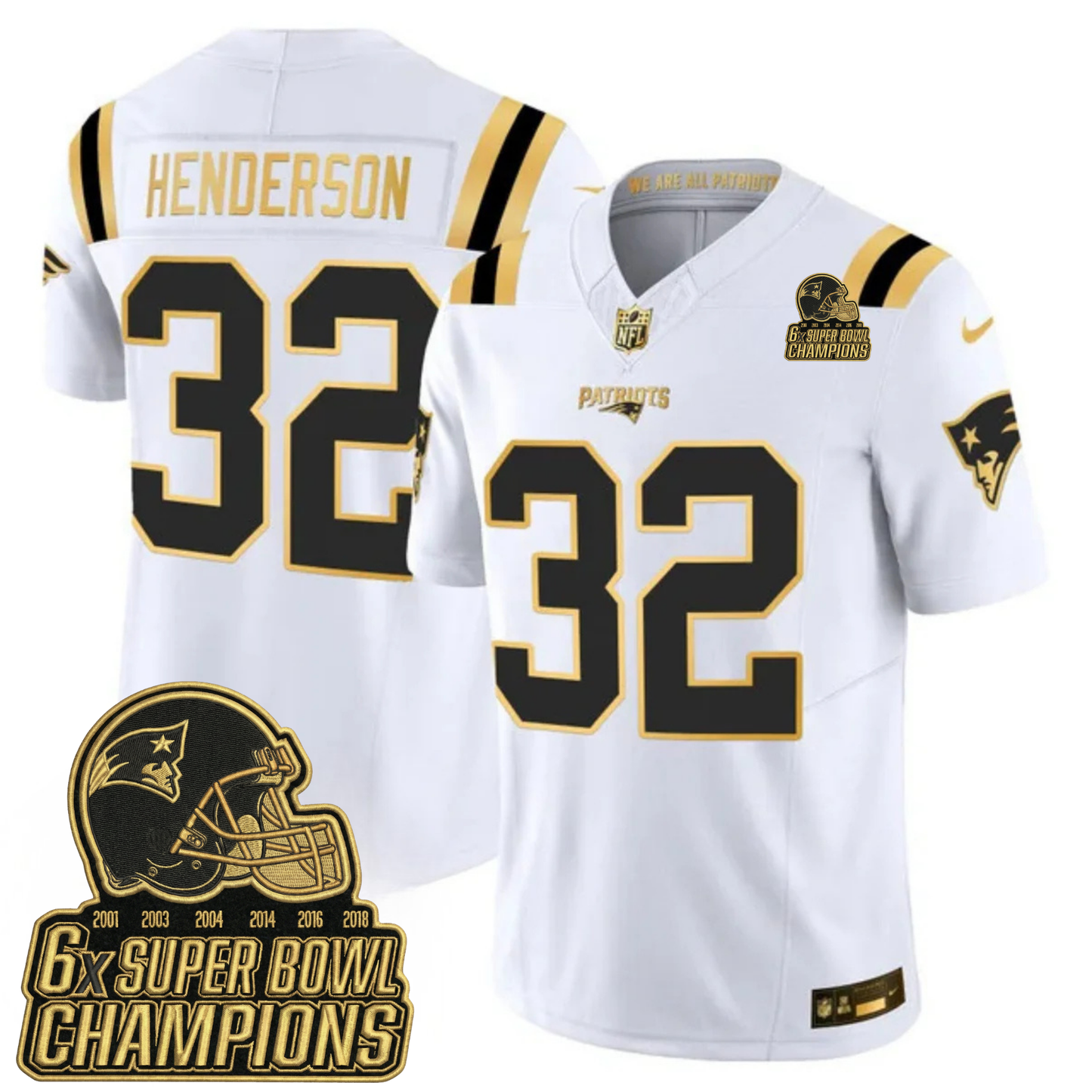 NE 6-Time Champions & Massachusetts Patch Vapor Limited Jersey V3- All Stitched