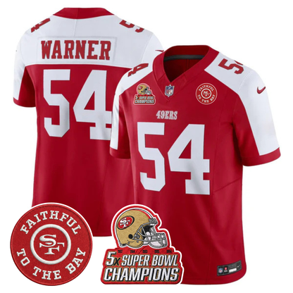 49ers 5x Champs & Faithful To The Bay Patch Vapor Limited Jersey - All Stitched