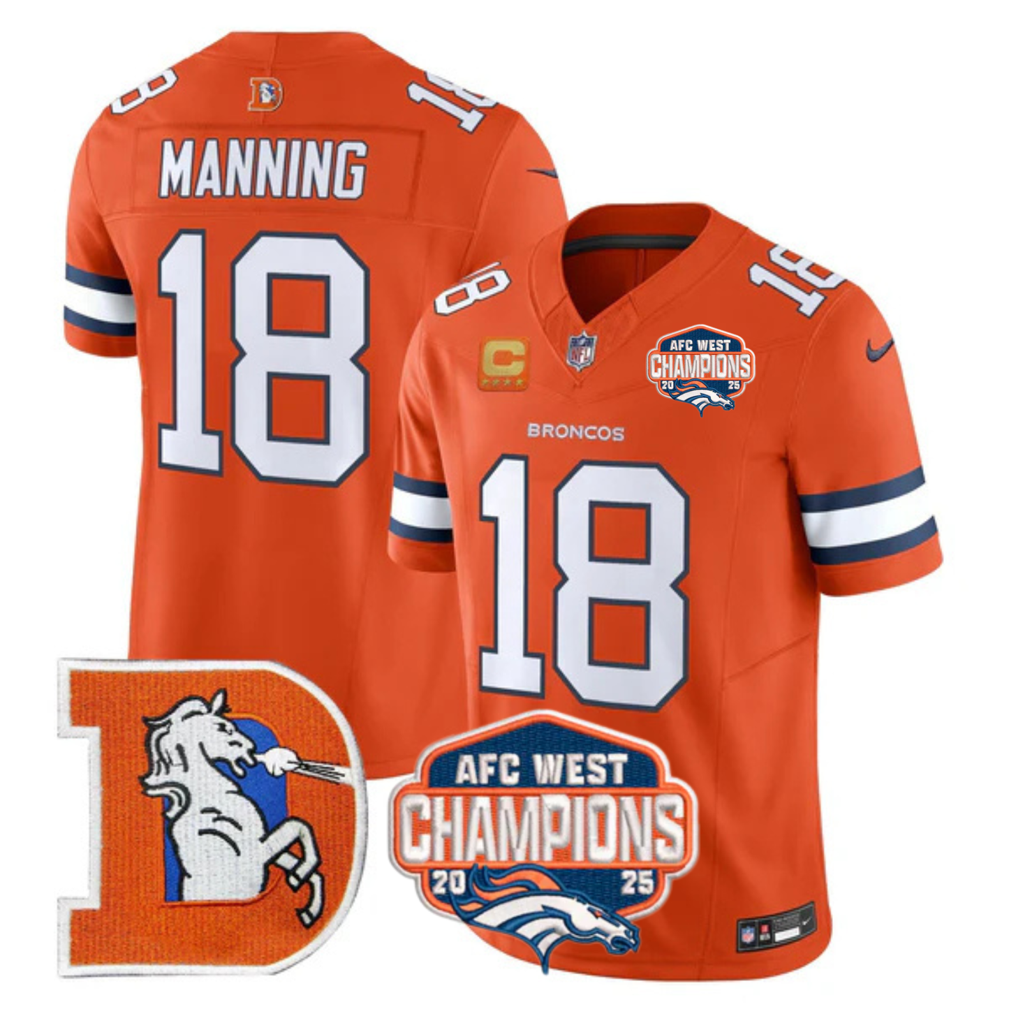 DEN AFC West Champions Patch Throwback Vapor Limited Jersey - All Stitched