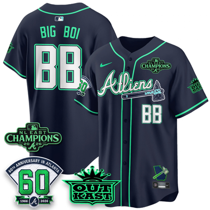 ATL 2026 NL East Champs Atliens Cool Base Galaxy Version Jersey - Stitched