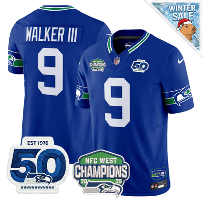 Seattle Seahawks 50th & NFC West Champions Patch Vapor Limited Jersey - Stitched
