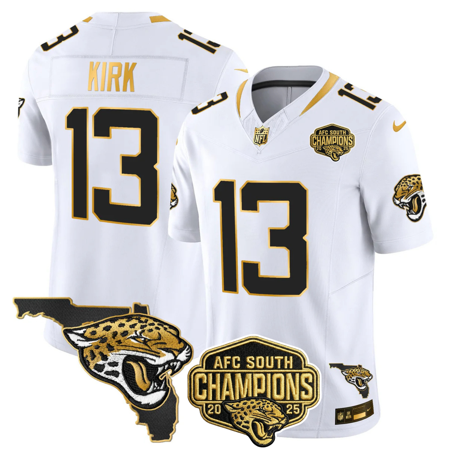 JAX 2025 AFC South Champions Gold Vapor Limited Jersey - All Stitched