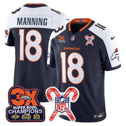 DEN 3-Time Champions & Christmas Patch Vapor Limited Jersey - All Stitched