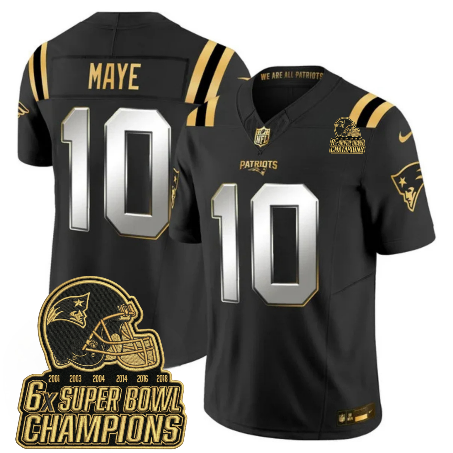 NE 6-Time Champions & Massachusetts Patch Vapor Limited Jersey V3- All Stitched