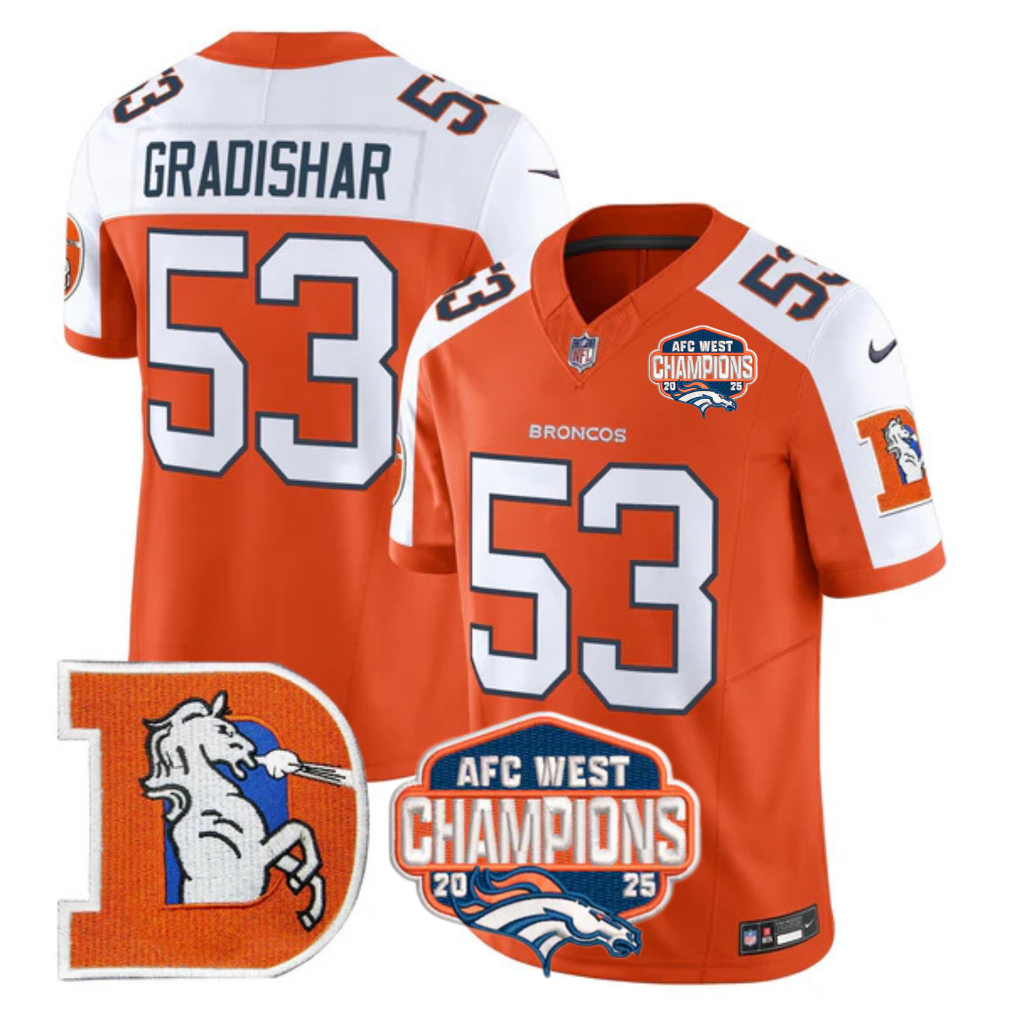 DEN AFC West Champions Patch Throwback Vapor Limited Jersey - All Stitched