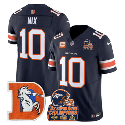 DEN Throwback 3-Times Champions Patch Vapor Limited Jersey V3 - All Stitched