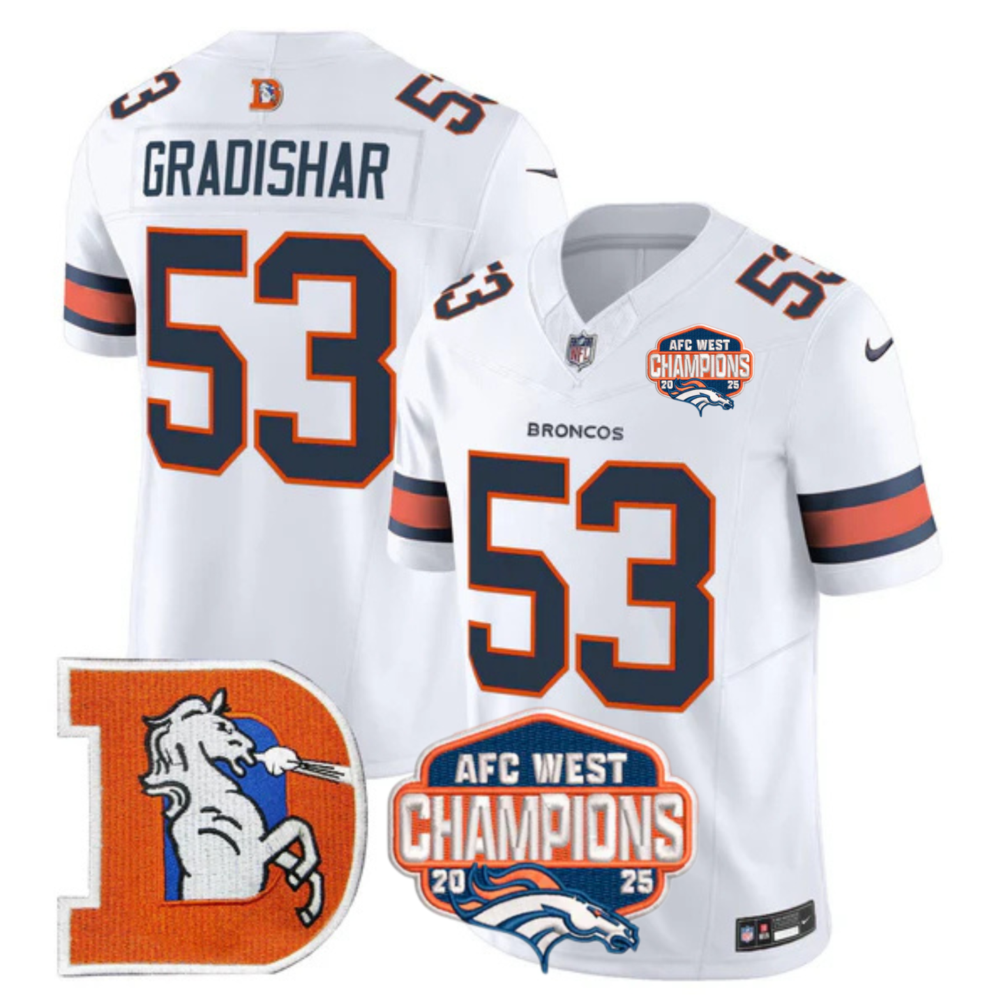 DEN AFC West Champions Patch Throwback Vapor Limited Jersey - All Stitched