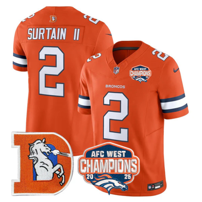 DEN AFC West Champions Patch Throwback Vapor Limited Jersey - All Stitched