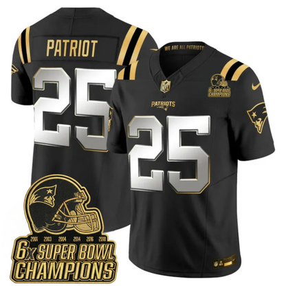 NE 6-Time Champions & Massachusetts Patch Vapor Limited Jersey V3- All Stitched