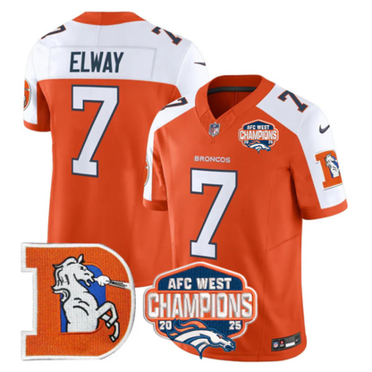 DEN AFC West Champions Patch Throwback Vapor Limited Jersey - All Stitched