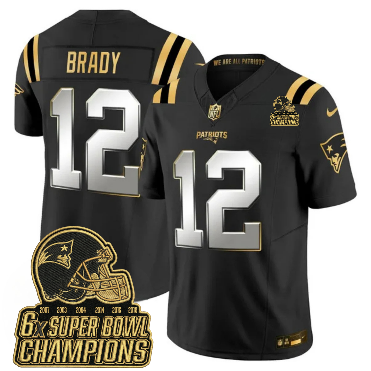 NE 6-Time Champions & Massachusetts Patch Vapor Limited Jersey V3- All Stitched