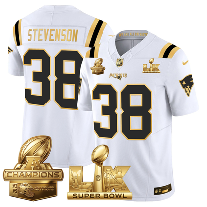 NE 2025 AFC Champions Vapor Limited Gold Jersey V2 - All Stitched