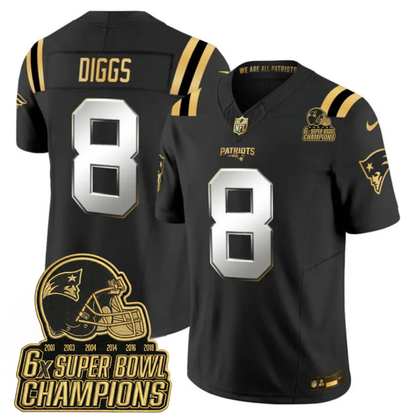 NE 6-Time Champions & Massachusetts Patch Vapor Limited Jersey V3- All Stitched