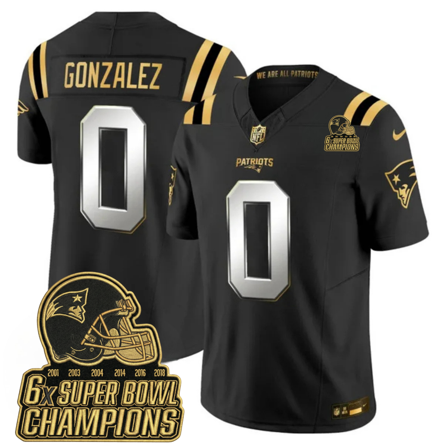 NE 6-Time Champions & Massachusetts Patch Vapor Limited Jersey V3- All Stitched