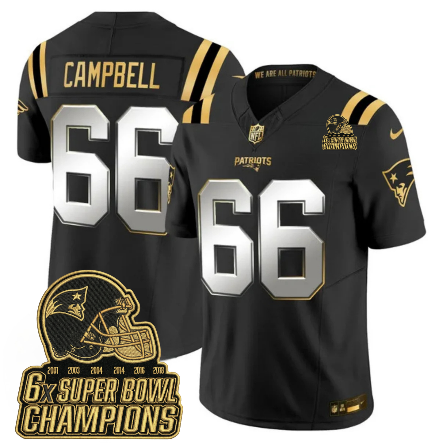 NE 6-Time Champions & Massachusetts Patch Vapor Limited Jersey V3- All Stitched