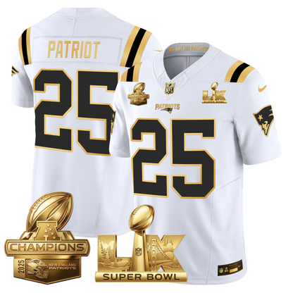 NE 2025 AFC Champions Vapor Limited Gold Jersey V2 - All Stitched