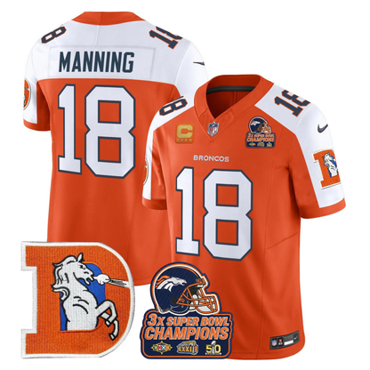 DEN Throwback 3-Times Champions Patch Vapor Limited Jersey V3 - All Stitched