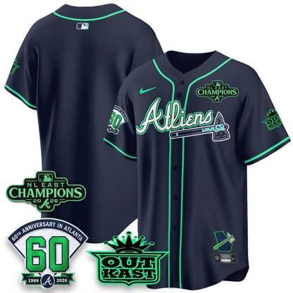 ATL 2026 NL East Champs Atliens Cool Base Galaxy Version Jersey - Stitched
