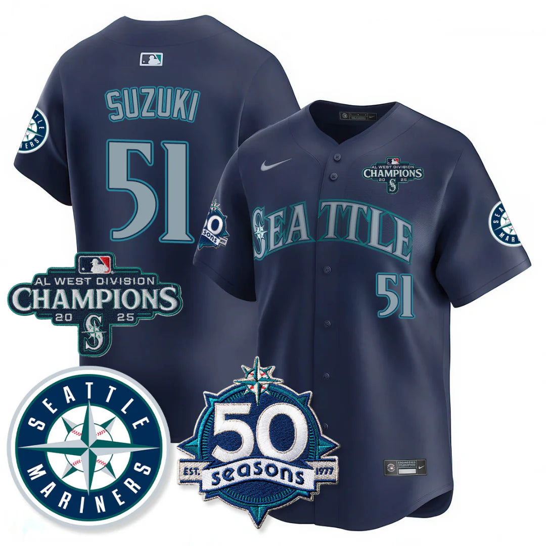 SEA Vapor Premier Limited Gold Jersey - 50th Anniversary & AL West Division Champions - All Stitched