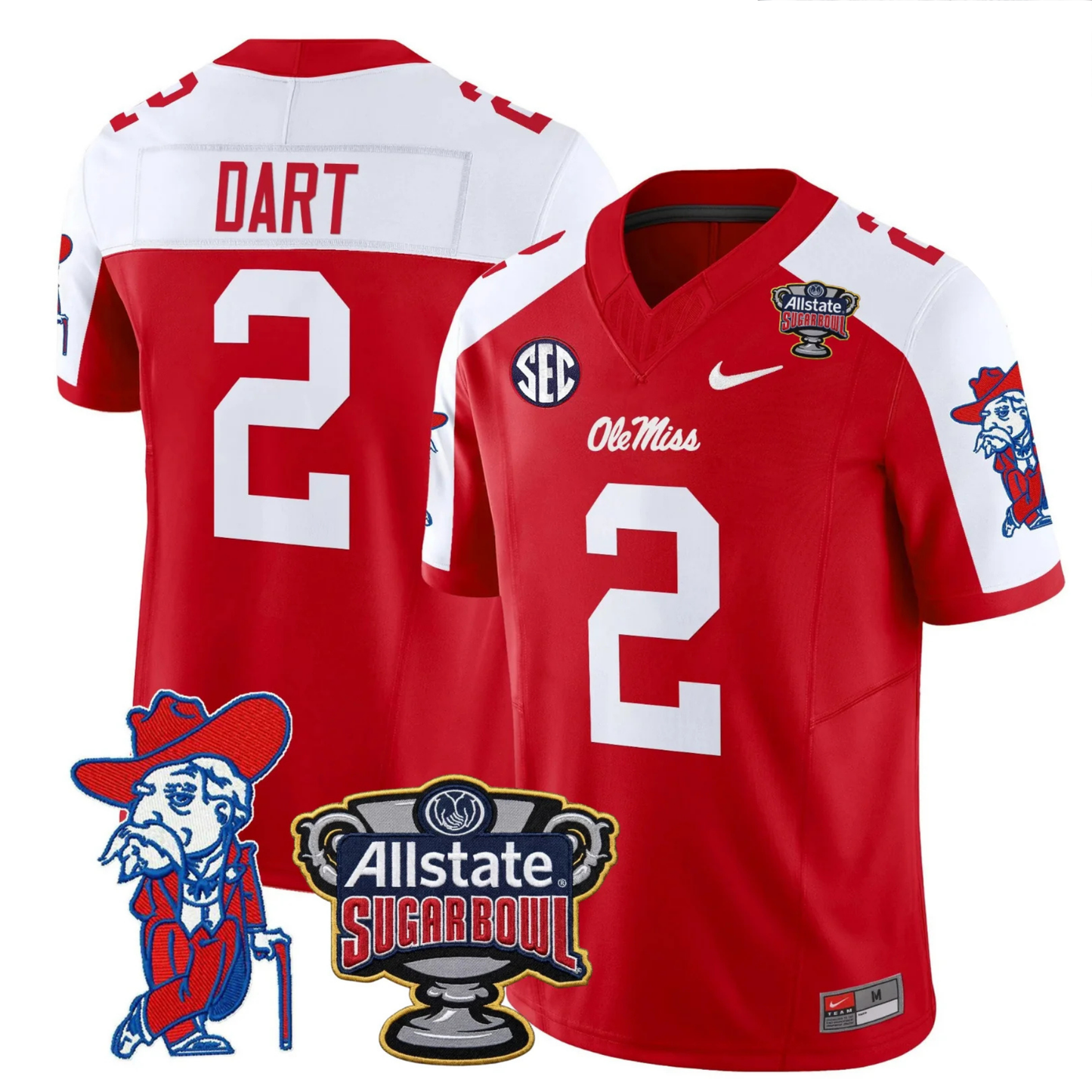 Ole Miss Rebels 2025 Sugar Bowl Patch Vapor Limited Jersey - All Stitched