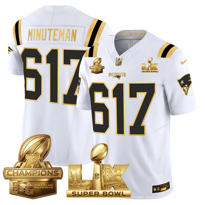 NE 2025 AFC Champions Vapor Limited Gold Jersey V2 - All Stitched