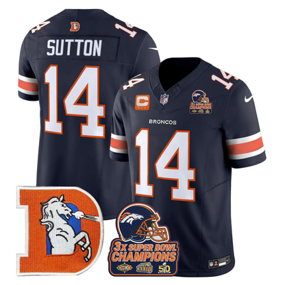 DEN Throwback 3-Times Champions Patch Vapor Limited Jersey V3 - All Stitched