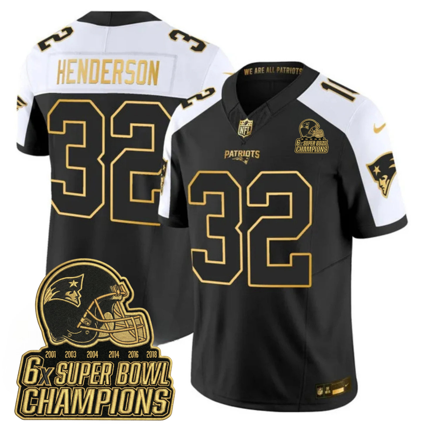 NE 6-Time Champions & Massachusetts Patch Vapor Limited Jersey V3- All Stitched