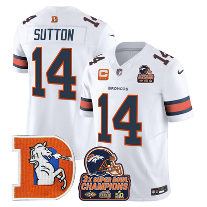 DEN Throwback 3-Times Champions Patch Vapor Limited Jersey V3 - All Stitched