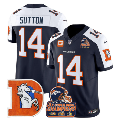 DEN Throwback 3-Times Champions Patch Vapor Limited Jersey V3 - All Stitched
