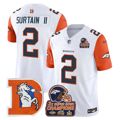 DEN Throwback 3-Times Champions Patch Vapor Limited Jersey V3 - All Stitched