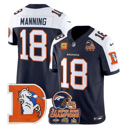 DEN Throwback 3-Times Champions Patch Vapor Limited Jersey V3 - All Stitched