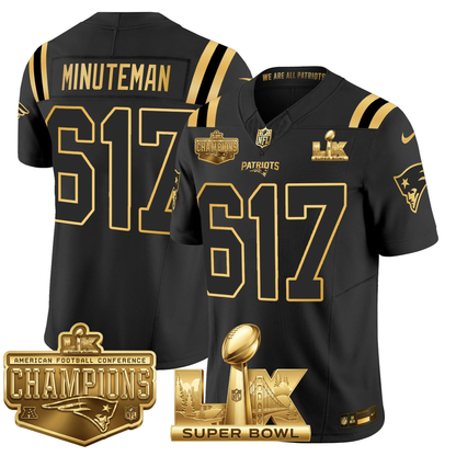 NE AFC Champs & S.B LX Patch Limited Gold Jersey - All Stitched