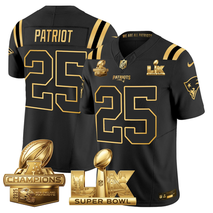 NE 2025 AFC Champions Vapor Limited Gold Jersey V2 - All Stitched
