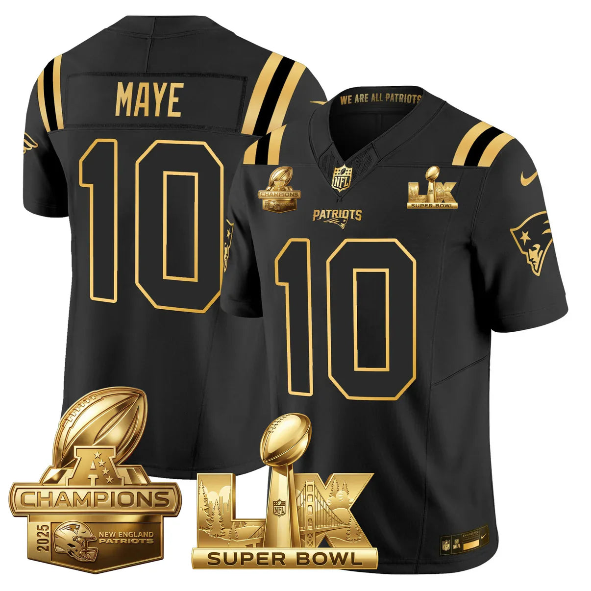 NE SB LX Game Patch Vapor Limited Gold Jersey - All Stitched